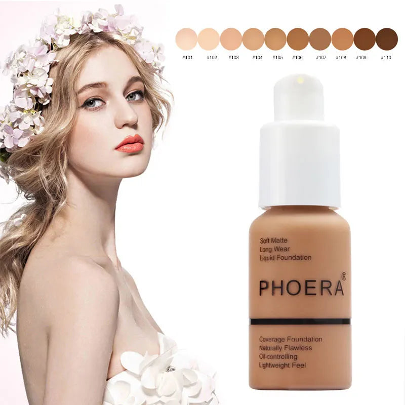 Fond de teint X Phoera, correcteur mat blanchissant, illuminateur, imperméable, contrôle du sébum, anti-cernes, base de maquillage, couvrance totale, cosmétique