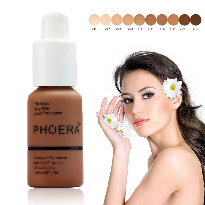 Fond de teint X Phoera, correcteur mat blanchissant, illuminateur, imperméable, contrôle du sébum, anti-cernes, base de maquillage, couvrance totale, cosmétique