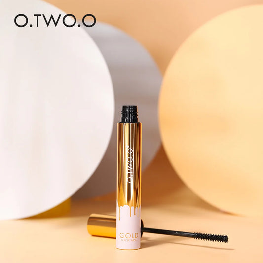E O.TWO.O Mascara 3D Allongement Cils Noirs Extension Cils Pinceau Beauté Maquillage Mascara Longue Tenue Couleur Or