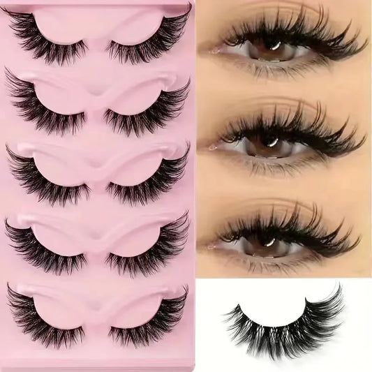 E Lot de 5 paires de faux cils œil de chat, extensions de cils allongées, vente en gros