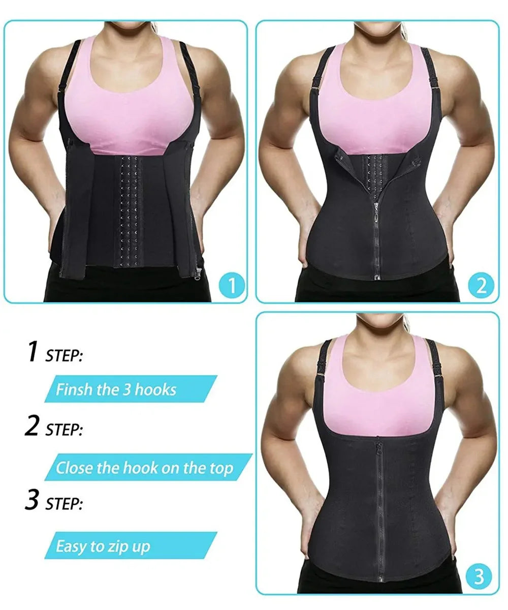 XXY Débardeur gainant à la taille XXY pour femme, fermeture éclair, gainant le ventre, sans manches, vêtements de sport pour femme, sous-vêtements gainants