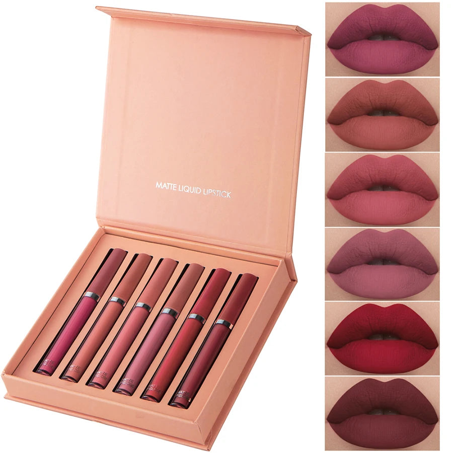 E Coffret de 6 rouges à lèvres mats WS, brillant à lèvres lisse et durable, imperméable et hydratant, coffret cadeau de vacances