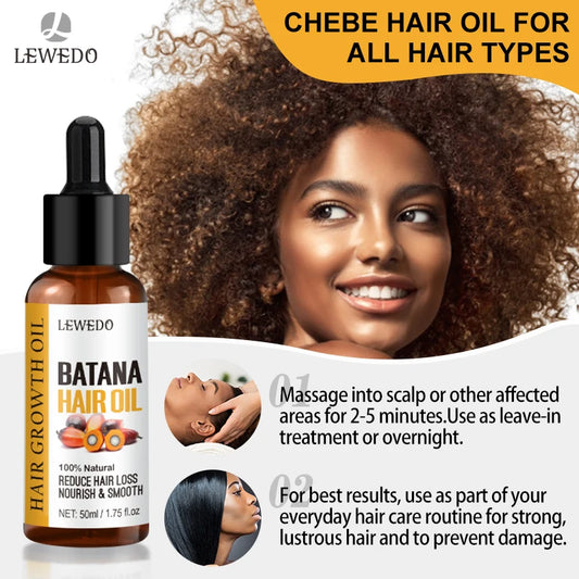 Huile de Batana XXX Lewedo Naturals pour une croissance rapide des cheveux pour hommes et femmes. Huile de Batana pure pour nourrir les cheveux brillants et sains. Soin anti-chute.