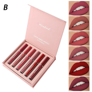E Coffret de 6 rouges à lèvres mats WS, brillant à lèvres lisse et durable, imperméable et hydratant, coffret cadeau de vacances