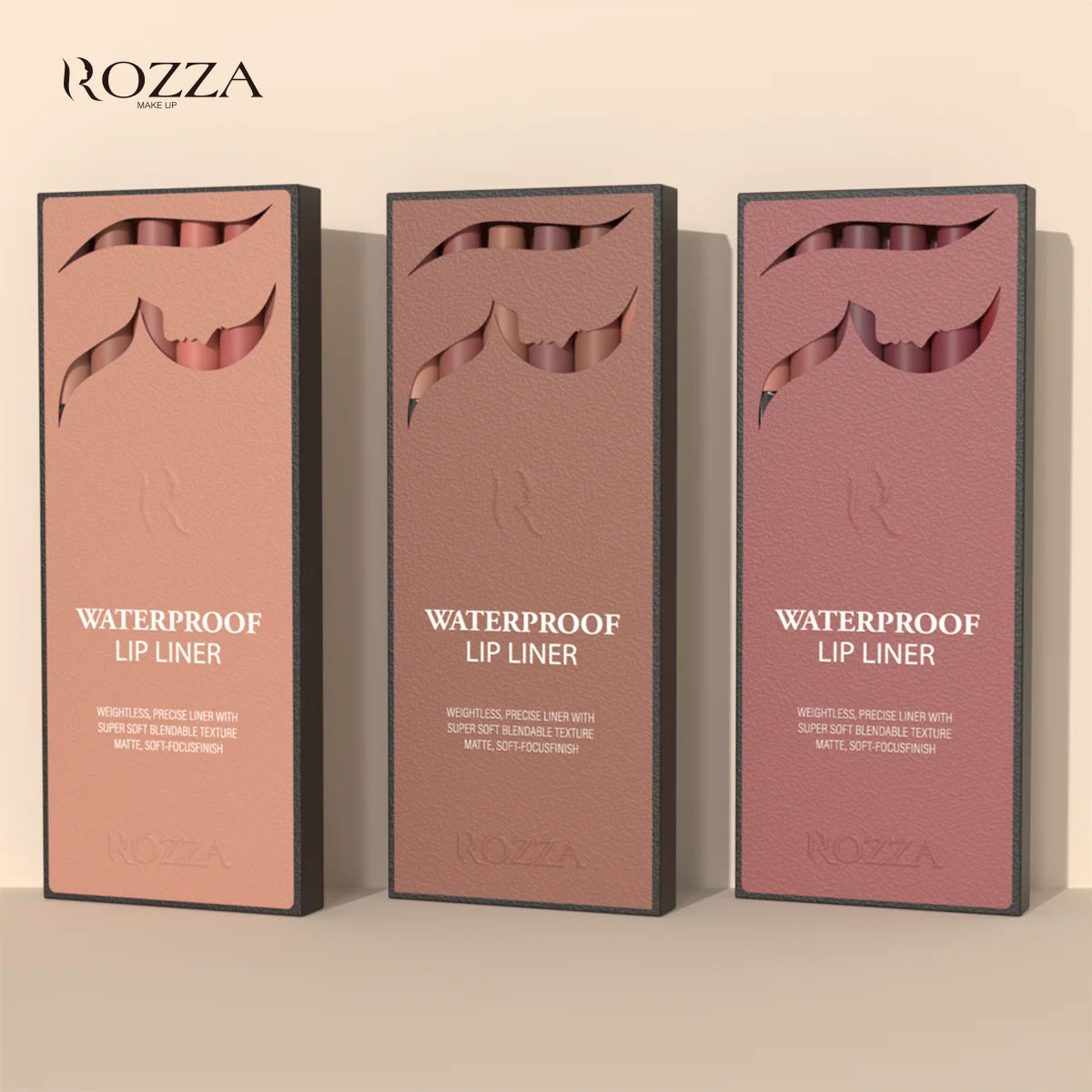E Coffret crayon à lèvres waterproof WS Rozza, crayon à lèvres léger et précis avec une texture ultra douce et estompable, mat et doux