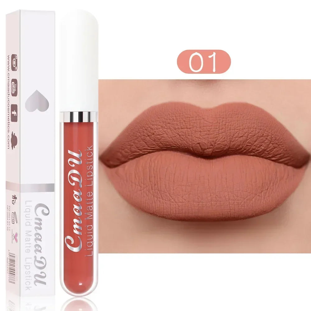 E 18 Couleurs Antiadhésif Coupe Rouge à Lèvres Liquide Anti-Blurse Ne Se Décolore Pas Rouge à Lèvres Velours Mat Brume Brillant à Lèvres Imperméable