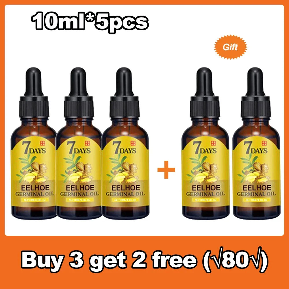 XXX 5 pièces Sérum de croissance capillaire au gingembre Anti-chute Soins capillaires à croissance rapide Huile essentielle Réparation du cuir chevelu endommagé Traitement pour femmes hommes
