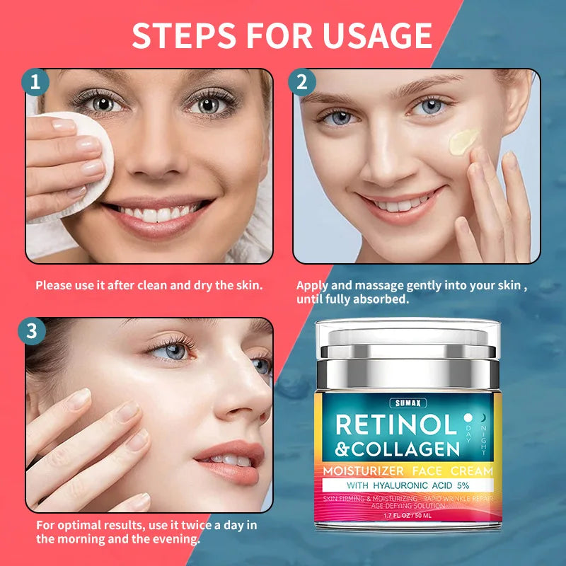 Crème visage anti-âge au rétinol F, hydratante, anti-rides, collagène, acide hyaluronique, soins de la peau, 50 ml