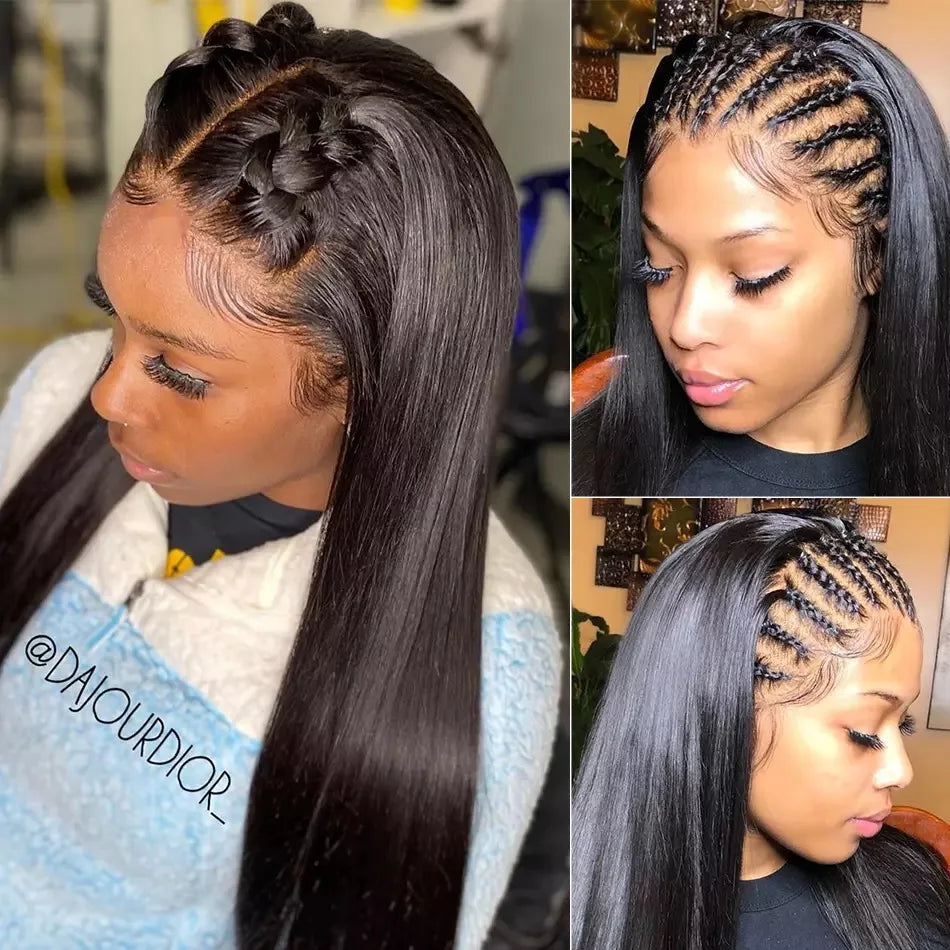 A Perruque Lace Front Wig 360 naturelle lisse, cheveux humains, sans colle, 13x4, 13x6, 5x5, 30 32 34 pouces