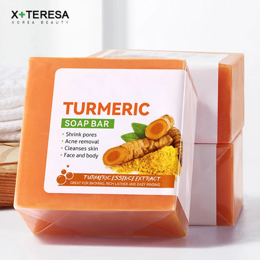 D Hand Made Turmeric Soap Body Cleaning Lightening Dark Underarm Leg Body Cleansers Brightening Face Soap Tender Skin Care Beauty