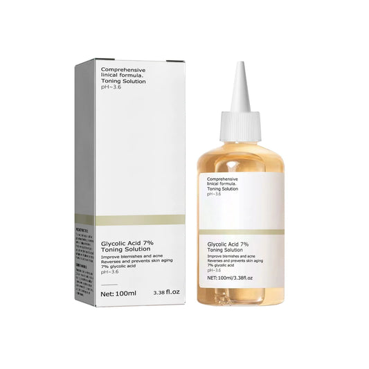 C Solution tonifiante à l'acide glycolique 7 % pour éliminer l'acné et hydrater la peau. Lotion rajeunissante. 100 ml.