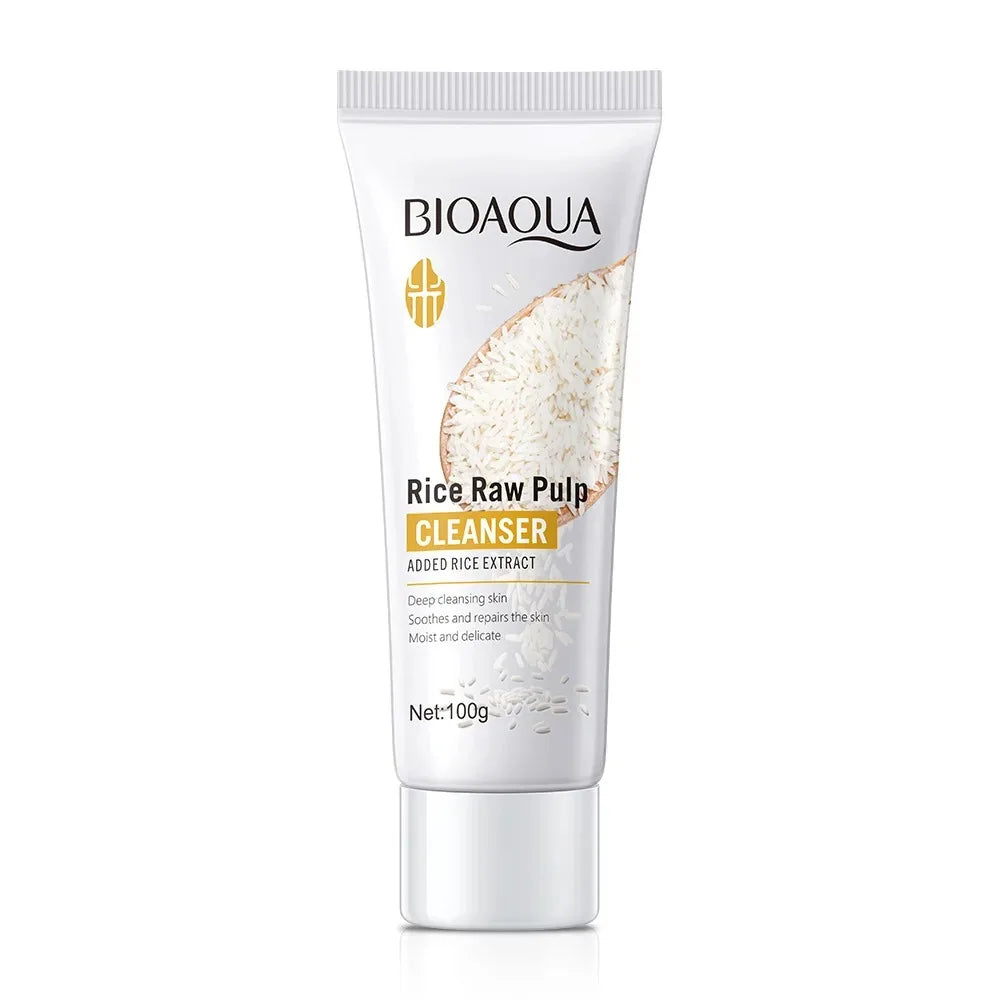 C BIOAQUA Rice Raw Pulp Facial Cleanser Face Wash Foam skincare Moisturizing Skin Brightening Rejuvenation Face Cleanser Skin Care