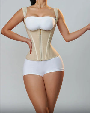 XXY Fajas Colombianas Body Shaper Shapewear Femmes Gilet Hauts Double Compression Taille Trainer Corset Fermeture Éclair Réglable et Crochets