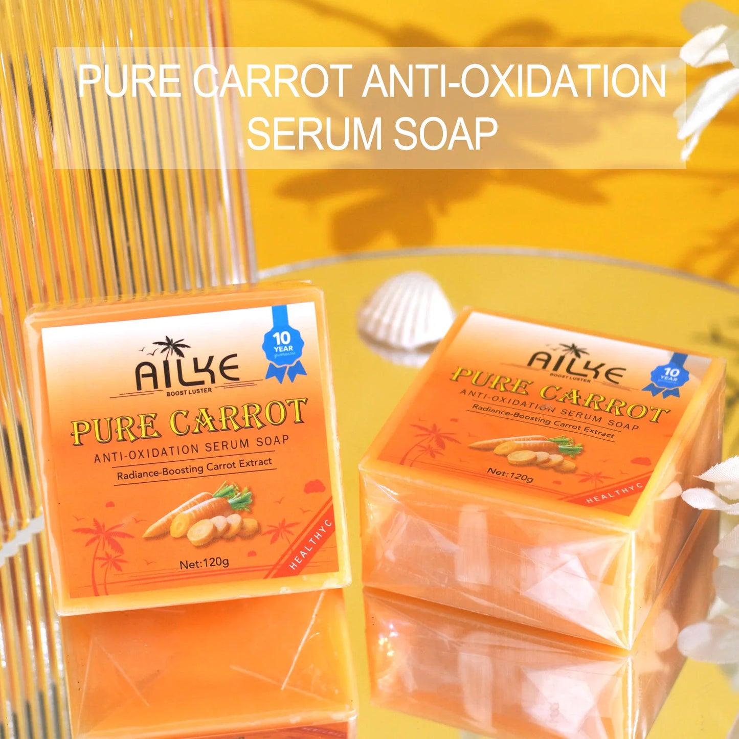 D Savon sérum antioxydant à la carotte pure EA AILKE, nettoyant anti-taches, pain de savon éclaircissant pour la peau, à la vitamine C, pour le corps et le visage