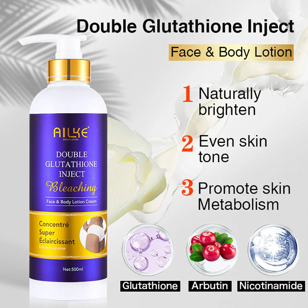 C Kit de soins pour la peau 5 en 1 F AILKE Glutathion pour femmes, avec lotion pour le corps, sérum, crème anti-taches brunes, crème pour le corps et savon éclaircissant