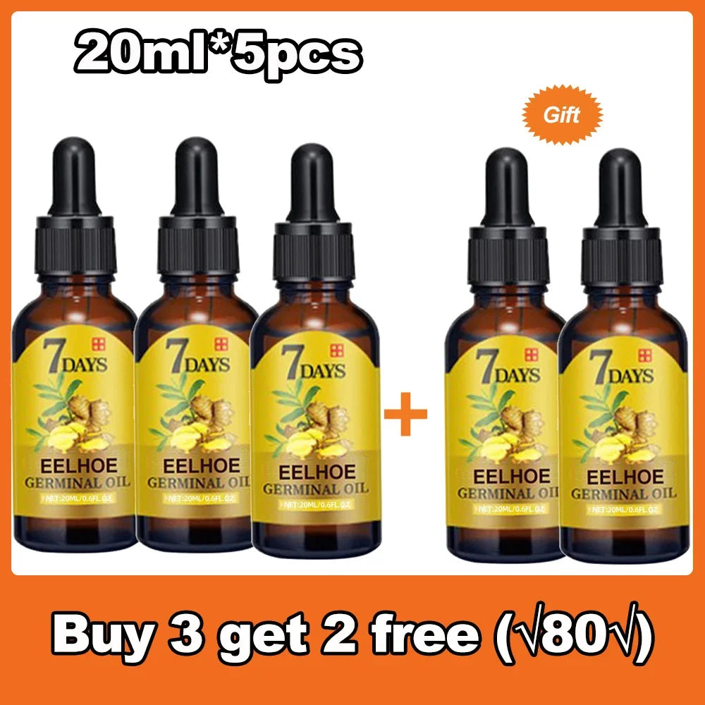 XXX 5 pièces Sérum de croissance capillaire au gingembre Anti-chute Soins capillaires à croissance rapide Huile essentielle Réparation du cuir chevelu endommagé Traitement pour femmes hommes