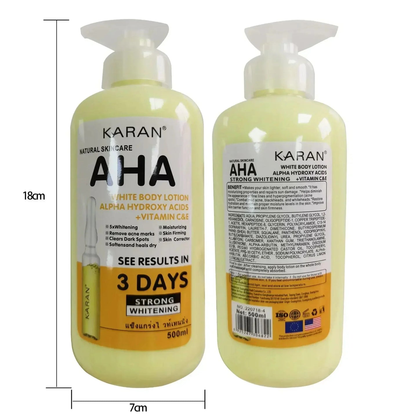 Crème éclaircissante pour le corps F 500 ml, acides hydroxy, vitamines C et E, lotion hydratante et éclaircissante pour le corps, soin de la peau, élimine les marques d'acné