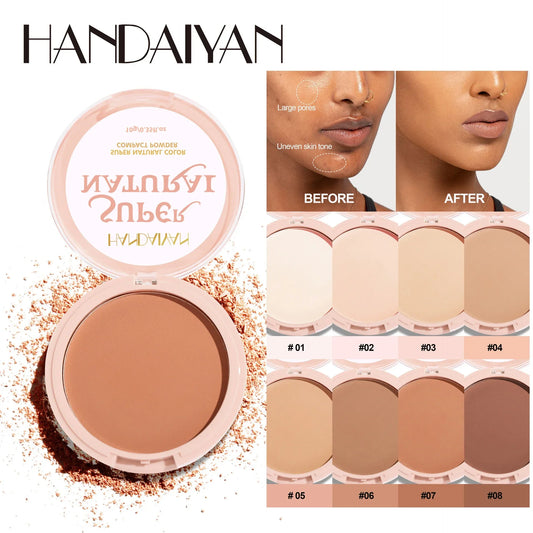 E Poudre compacte mate pour le visage, 8 couleurs, contrôle du sébum pendant 24 heures, fond de teint naturel, couvrance totale, maquillage longue durée et imperméable