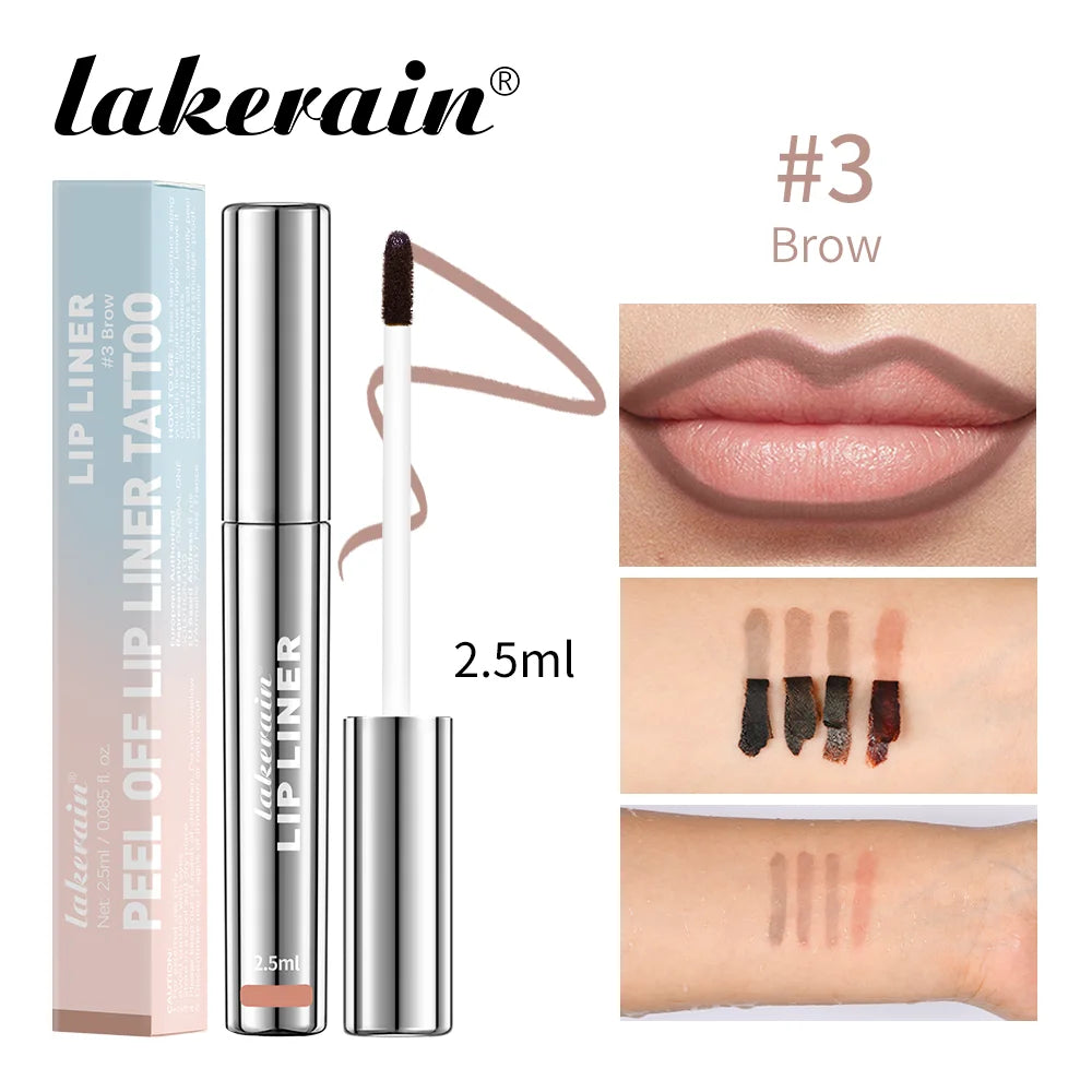 E Crayon à lèvres waterproof WS, pelable, tatouage, brillant à lèvres, waterproof, longue tenue, mat, contour marron, à détacher, tache, cosmétique