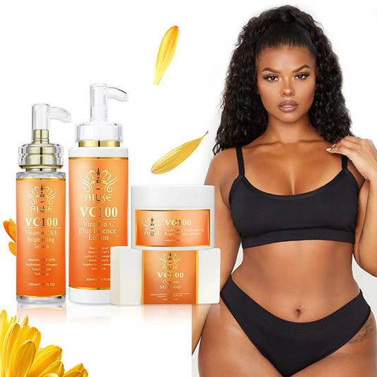 C Kit de blanchiment à la vitamine C F LKE pour femmes, teint uniforme, peau nette, hydratant, anti-rides et anti-âge, ensemble peau éclatante