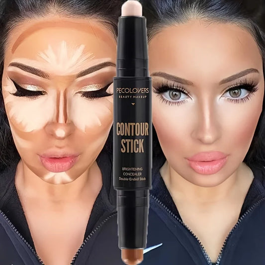 E Contouring Stick avec correcteur à double tête et surligneur pour pont de nez tridimensionnel, ombre en V pour visage et pont de nez haut
