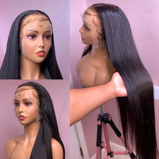 A Perruque frontale brésilienne lisse et bon marché, cheveux humains pré-épilés