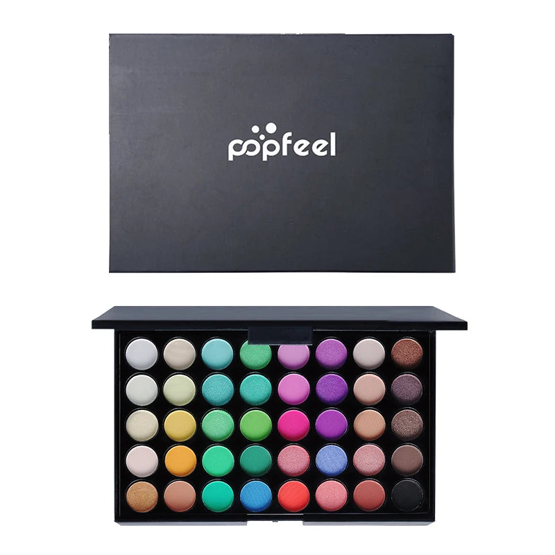 E POPFEEL Palette de fards à paupières 40 couleurs Longue tenue Maquillage facile Palette de fards à paupières marron, Palette de fards à paupières rose