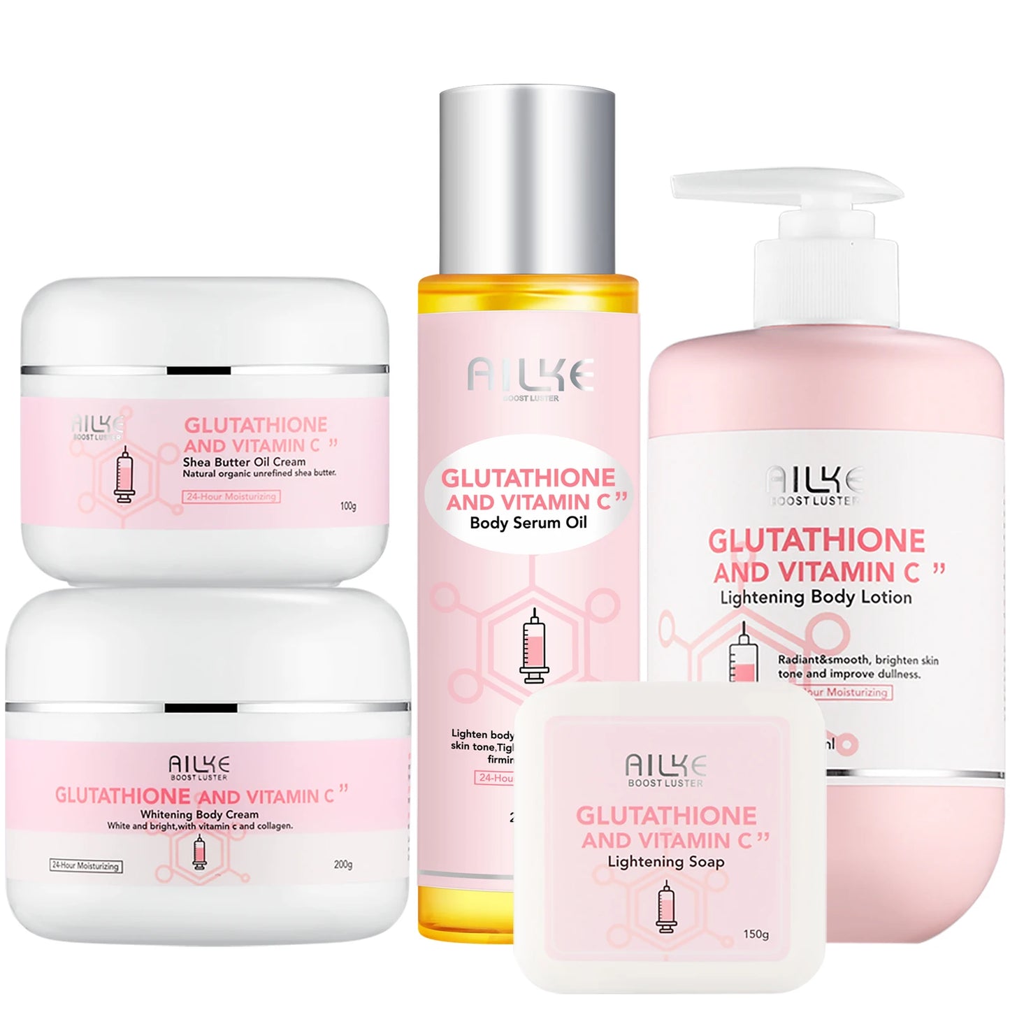 Coffret de soins éclaircissants F AILKE, au glutathion et à la vitamine C, pour une peau plus lumineuse et plus lisse, réduit les taches brunes, nettoie la peau et hydrate.