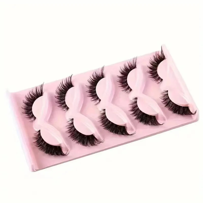 E Lot de 5 paires de faux cils œil de chat, extensions de cils allongées, vente en gros