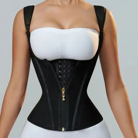 XXY Fajas Colombianas Body Shaper Shapewear Femmes Gilet Hauts Double Compression Taille Trainer Corset Fermeture Éclair Réglable et Crochets