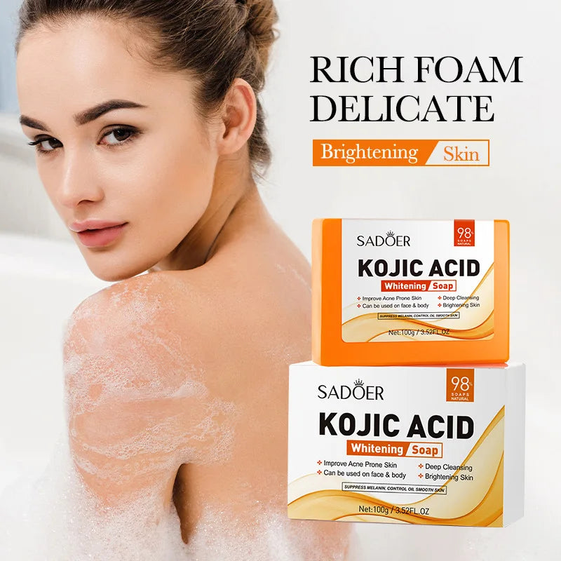 D SADOER Savon visage à l'acide kojique Mousse nettoyante visage Nettoyant visage Hydratant Contrôle du sébum Bain corporel Savon artisanal