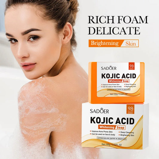 D SADOER Savon visage à l'acide kojique Mousse nettoyante visage Nettoyant visage Hydratant Contrôle du sébum Bain corporel Savon artisanal