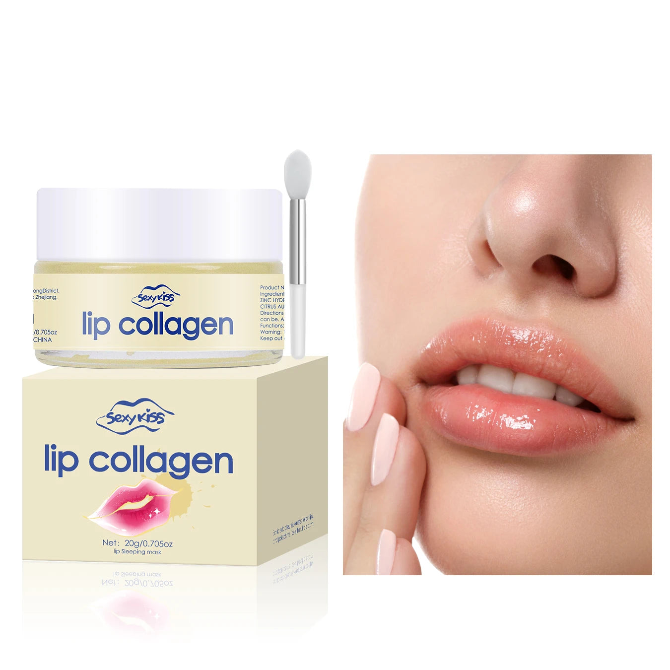 E Masque pour les lèvres au collagène et à l'acide hyaluronique 20 g hydratation profonde exfoliation hydratante durable jour et nuit peut être offert en cadeau
