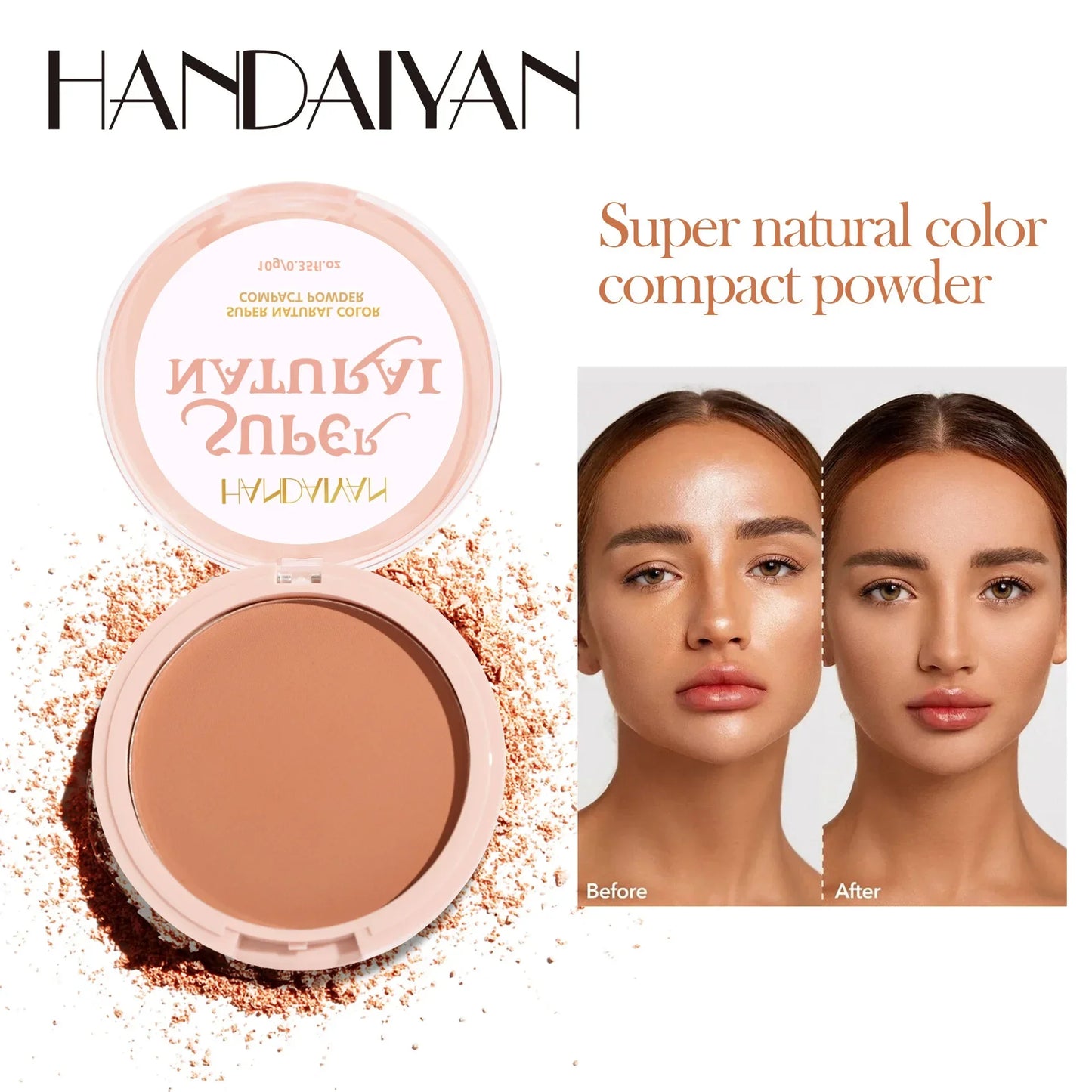 E Poudre compacte mate pour le visage, 8 couleurs, contrôle du sébum pendant 24 heures, fond de teint naturel, couvrance totale, maquillage longue durée et imperméable