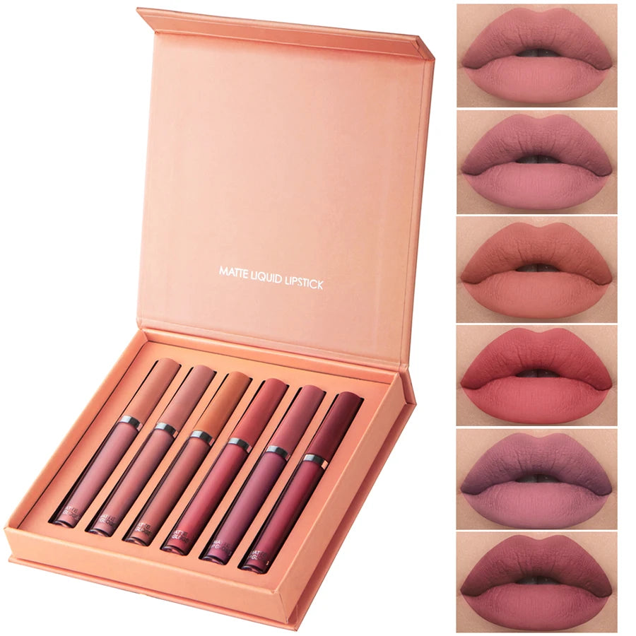 E Coffret de 6 rouges à lèvres mats WS, brillant à lèvres lisse et durable, imperméable et hydratant, coffret cadeau de vacances