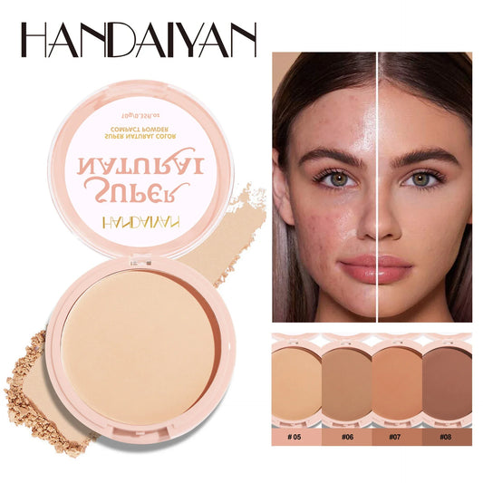 E Poudre compacte mate pour le visage, 8 couleurs, contrôle du sébum pendant 24 heures, fond de teint naturel, couvrance totale, maquillage longue durée et imperméable