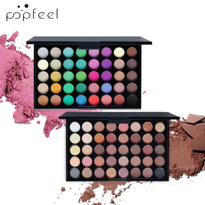 E POPFEEL Palette de fards à paupières 40 couleurs Longue tenue Maquillage facile Palette de fards à paupières marron, Palette de fards à paupières rose