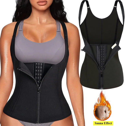XXY Débardeur gainant à la taille XXY pour femme, fermeture éclair, gainant le ventre, sans manches, vêtements de sport pour femme, sous-vêtements gainants