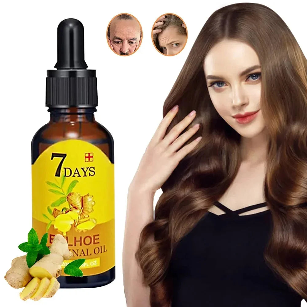 XXX 5 pièces Sérum de croissance capillaire au gingembre Anti-chute Soins capillaires à croissance rapide Huile essentielle Réparation du cuir chevelu endommagé Traitement pour femmes hommes