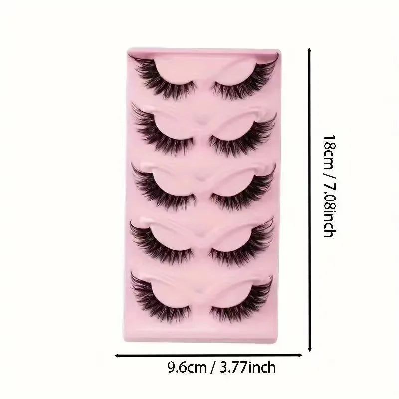 E Lot de 5 paires de faux cils œil de chat, extensions de cils allongées, vente en gros