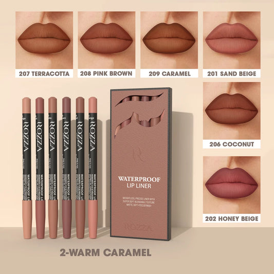 E Coffret crayon à lèvres waterproof WS Rozza, crayon à lèvres léger et précis avec une texture ultra douce et estompable, mat et doux