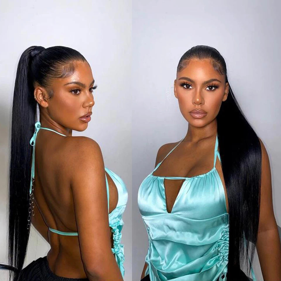 A Perruque Lace Front Wig 360 naturelle lisse, cheveux humains, sans colle, 13x4, 13x6, 5x5, 30 32 34 pouces