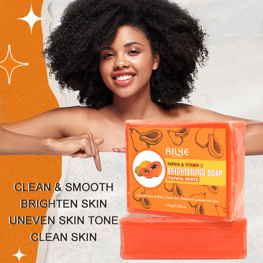 D Savon artisanal blanchissant pour la peau EH AILKE - Savon à la papaye biologique pour les taches noires, nettoie les taches, améliore la peau terne, le visage, le corps et les mains