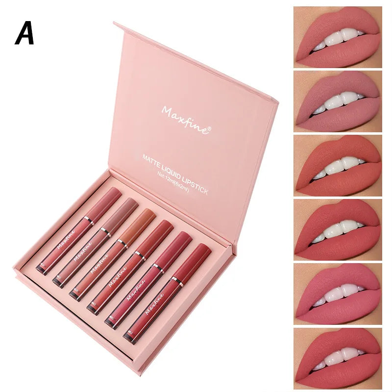 E Coffret de 6 rouges à lèvres mats WS, brillant à lèvres lisse et durable, imperméable et hydratant, coffret cadeau de vacances