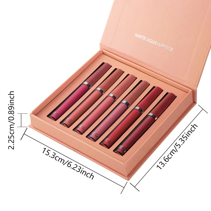 E Coffret de 6 rouges à lèvres mats WS, brillant à lèvres lisse et durable, imperméable et hydratant, coffret cadeau de vacances