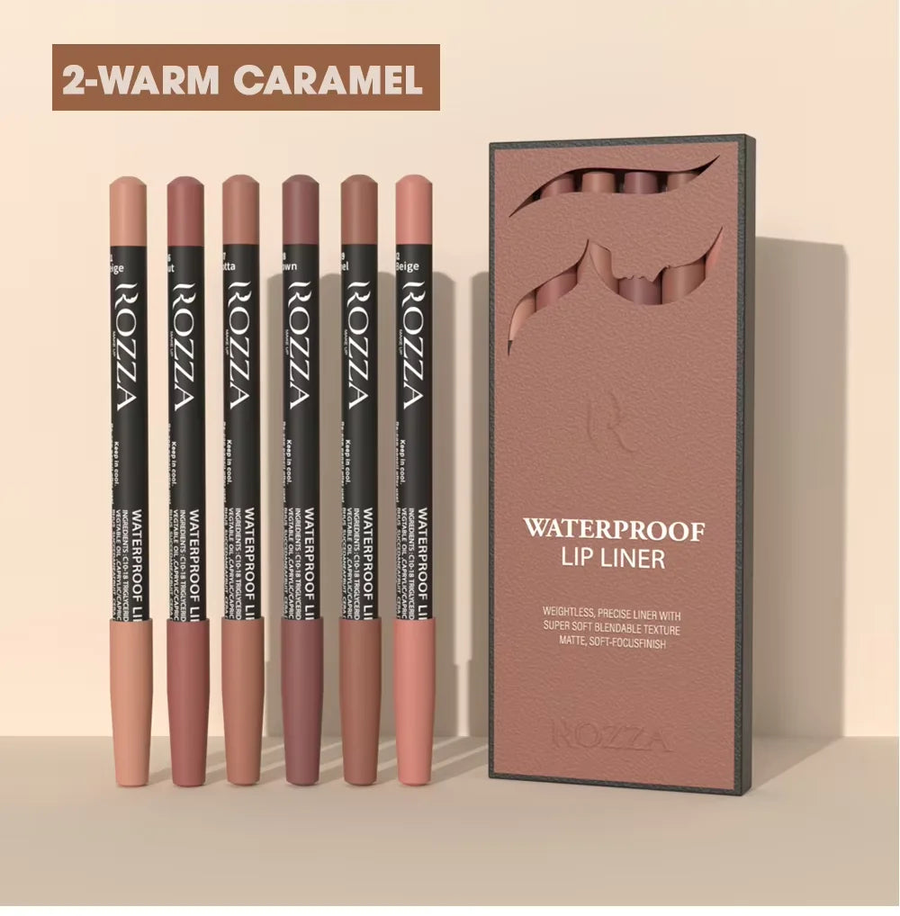 E Coffret crayon à lèvres waterproof WS Rozza, crayon à lèvres léger et précis avec une texture ultra douce et estompable, mat et doux