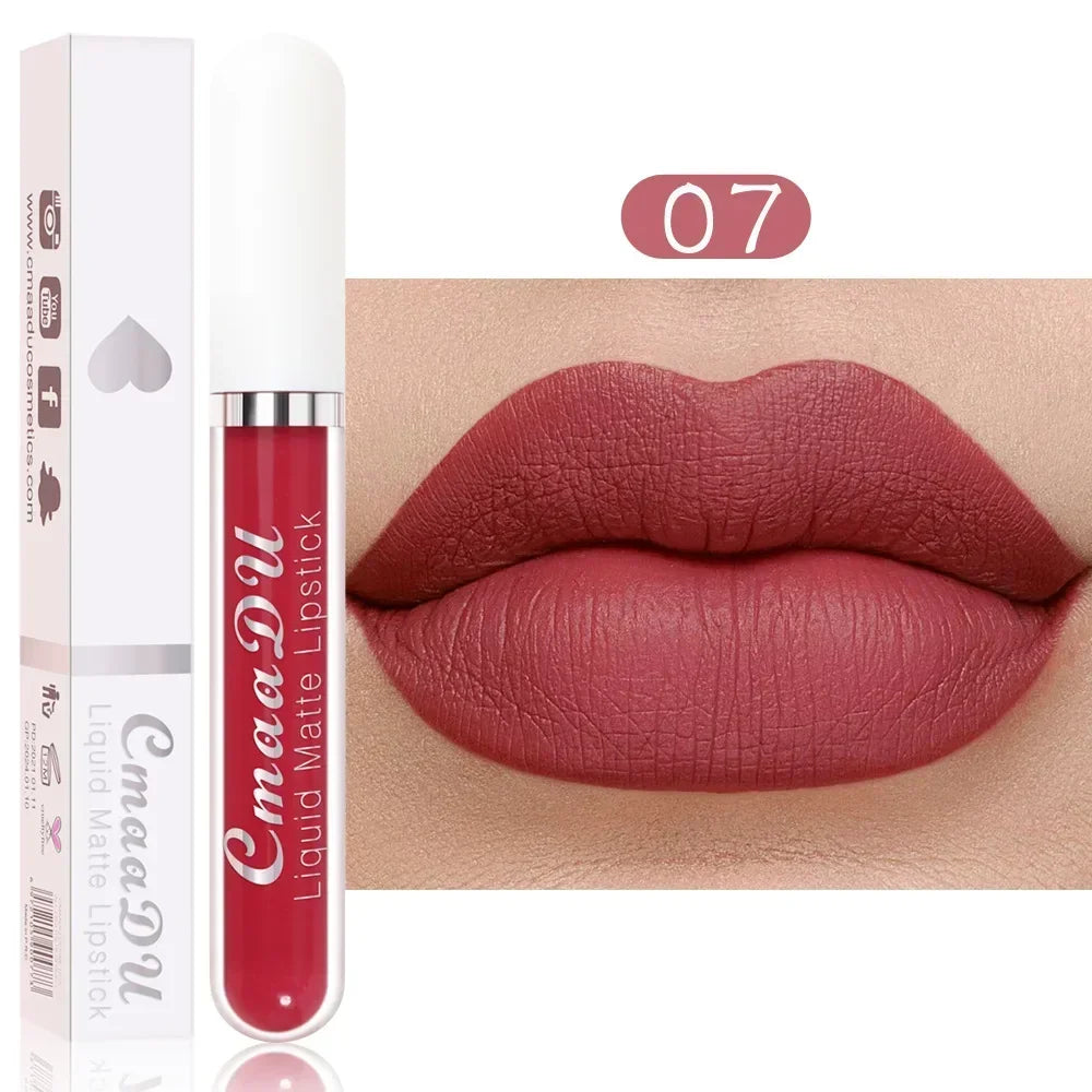 E 18 Couleurs Antiadhésif Coupe Rouge à Lèvres Liquide Anti-Blurse Ne Se Décolore Pas Rouge à Lèvres Velours Mat Brume Brillant à Lèvres Imperméable
