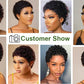 A Perruques de cheveux humains bouclés courts crépus coupe lutin cheveux humains brésiliens pour les femmes noires perruques de cheveux humains bouclés sans colle noir naturel