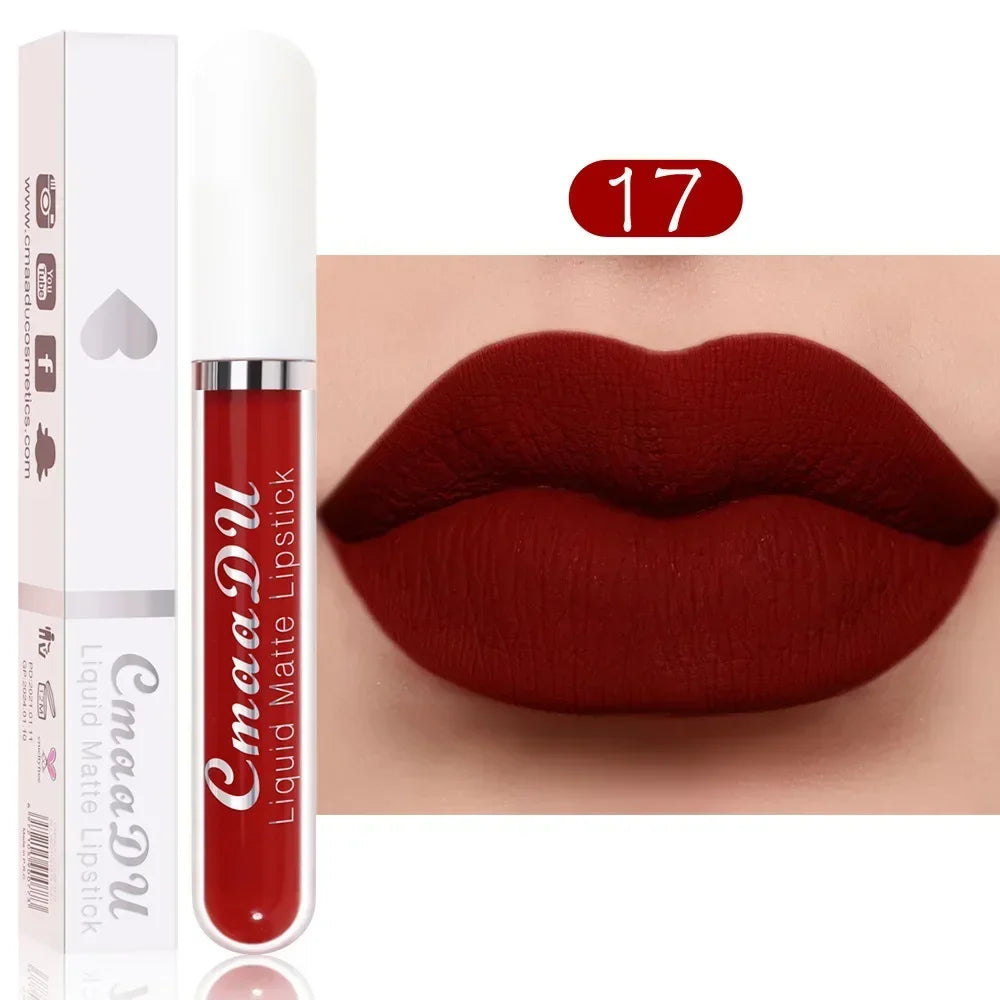 E 18 Couleurs Antiadhésif Coupe Rouge à Lèvres Liquide Anti-Blurse Ne Se Décolore Pas Rouge à Lèvres Velours Mat Brume Brillant à Lèvres Imperméable