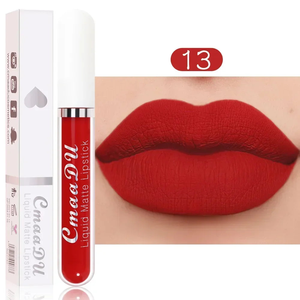 E 18 Couleurs Antiadhésif Coupe Rouge à Lèvres Liquide Anti-Blurse Ne Se Décolore Pas Rouge à Lèvres Velours Mat Brume Brillant à Lèvres Imperméable